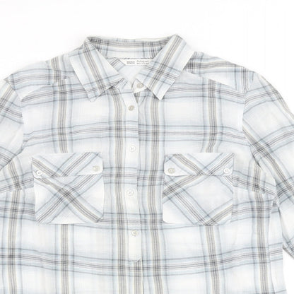 Autograph Womens Grey Check 100% Cotton Basic Button-Up Size 10 Collared
