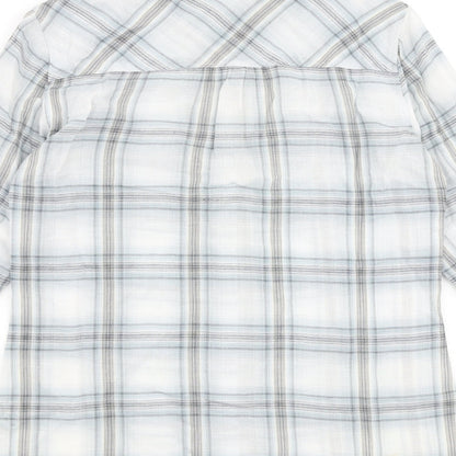 Autograph Womens Grey Check 100% Cotton Basic Button-Up Size 10 Collared