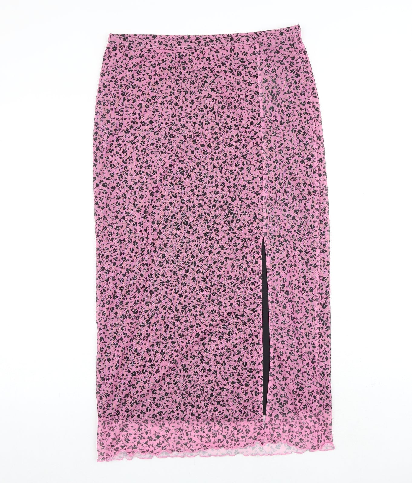 Monki Womens Pink Floral Polyester Straight & Pencil Skirt Size M