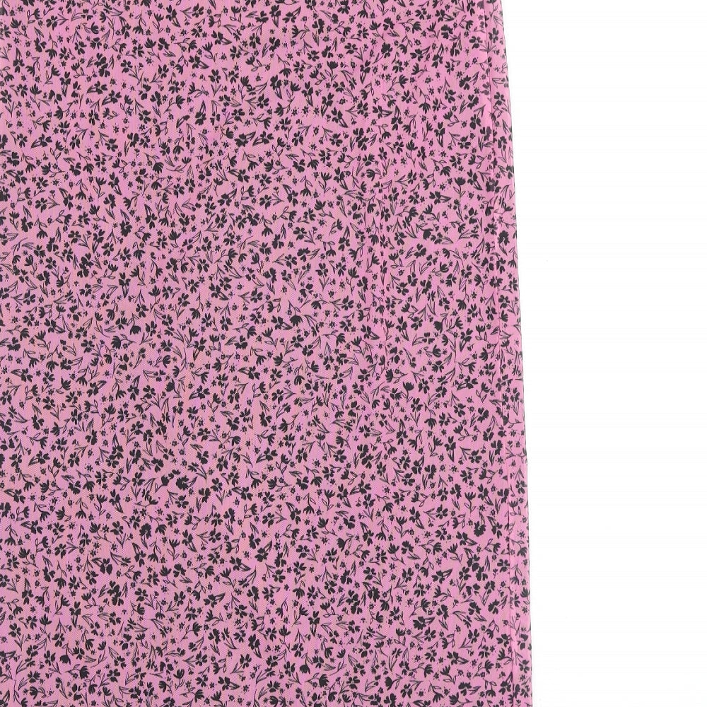 Monki Womens Pink Floral Polyester Straight & Pencil Skirt Size M