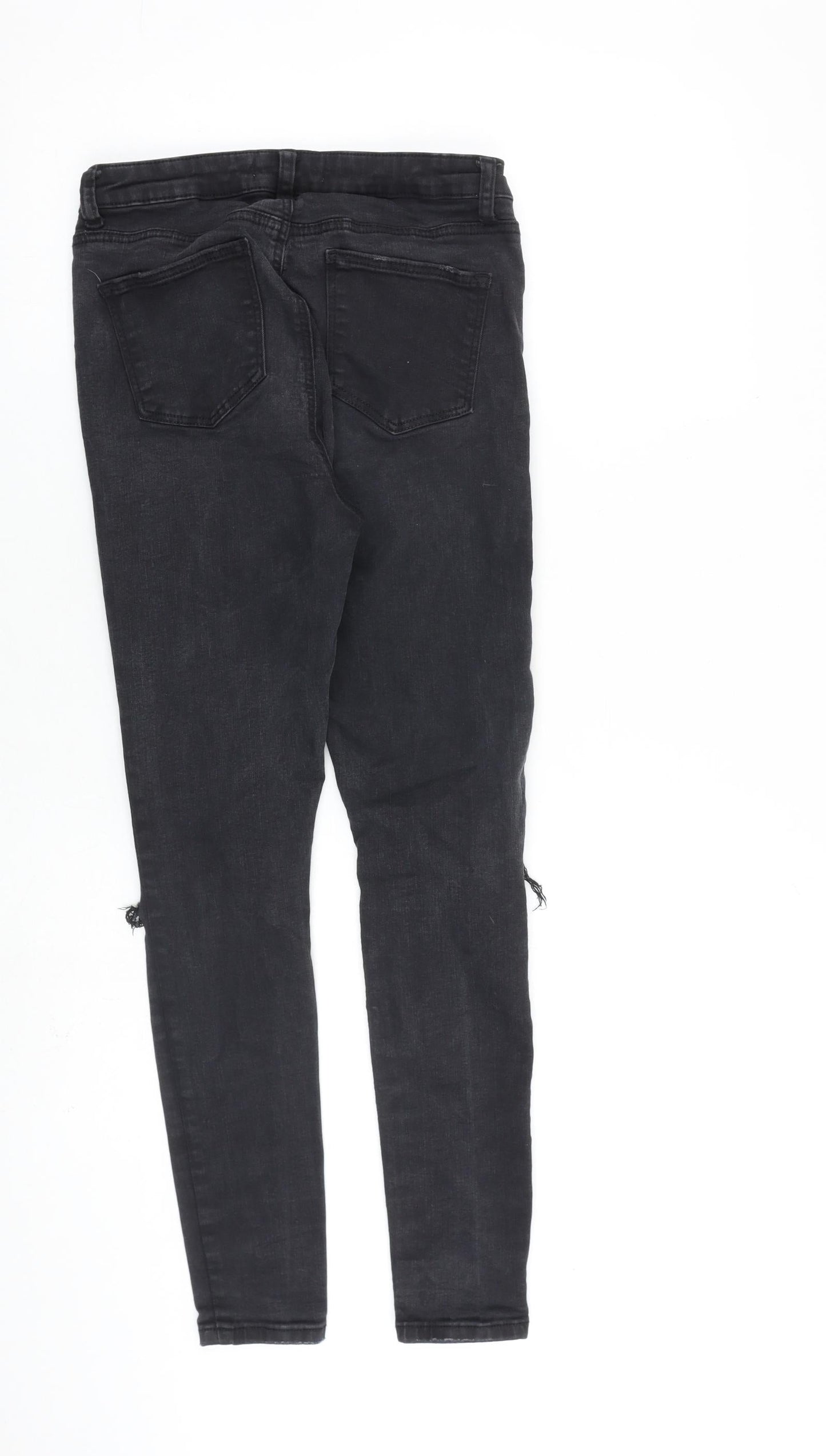 Denim & Co. Womens Grey Cotton Skinny Jeans Size 12 L27 in Regular Zip