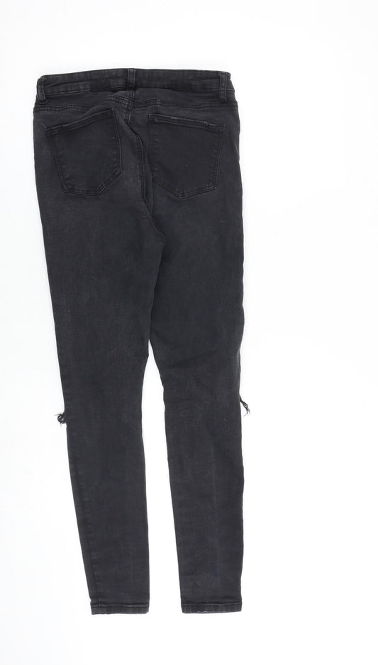 Denim & Co. Womens Grey Cotton Skinny Jeans Size 12 L27 in Regular Zip