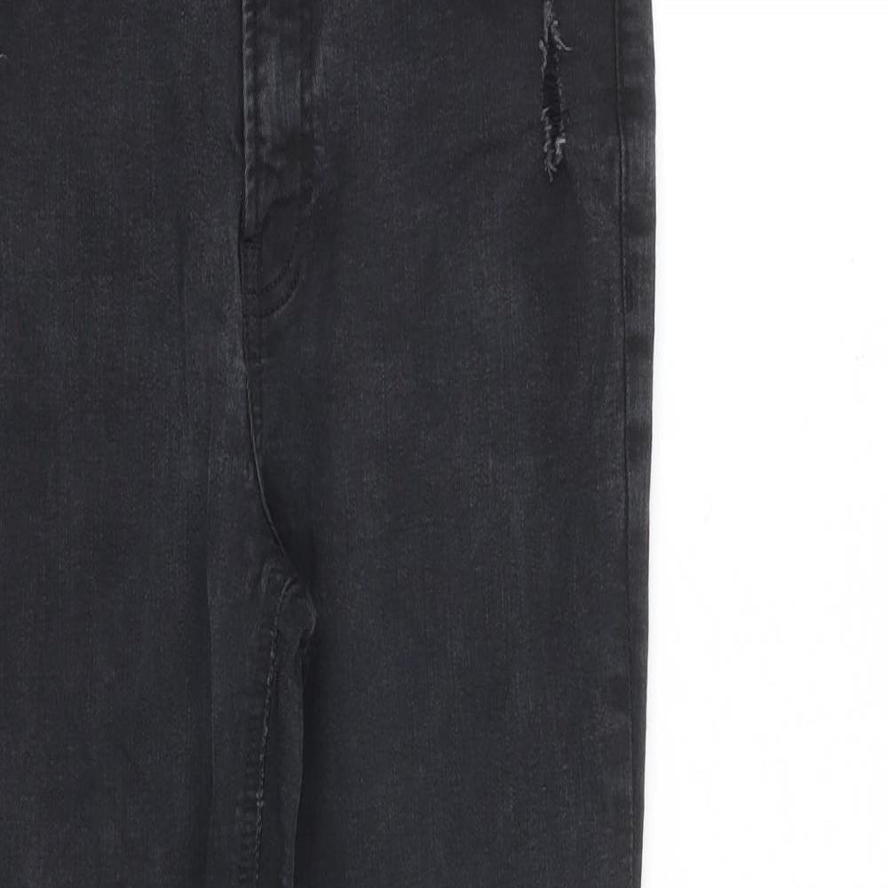 Denim & Co. Womens Grey Cotton Skinny Jeans Size 12 L27 in Regular Zip