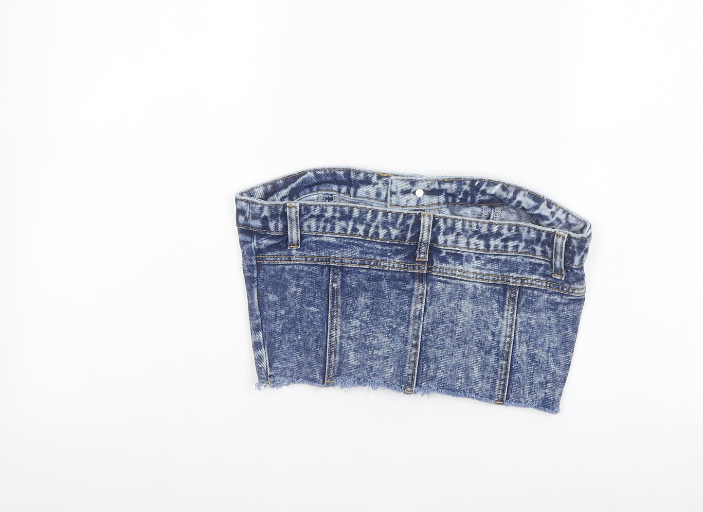 Womens UK Size 10 PRETTYLITTLETHING Blue Cropped Blouse