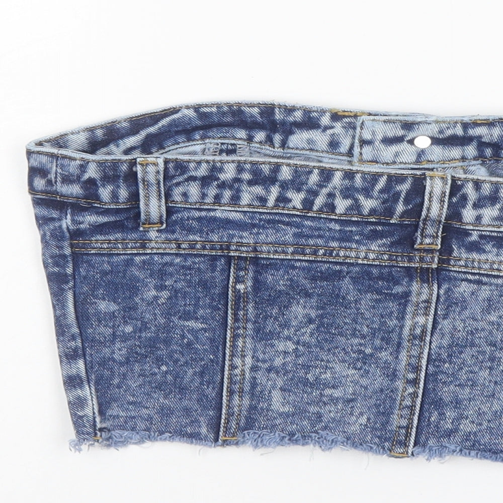 Womens UK Size 10 PRETTYLITTLETHING Blue Cropped Blouse