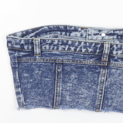 Womens UK Size 10 PRETTYLITTLETHING Blue Cropped Blouse