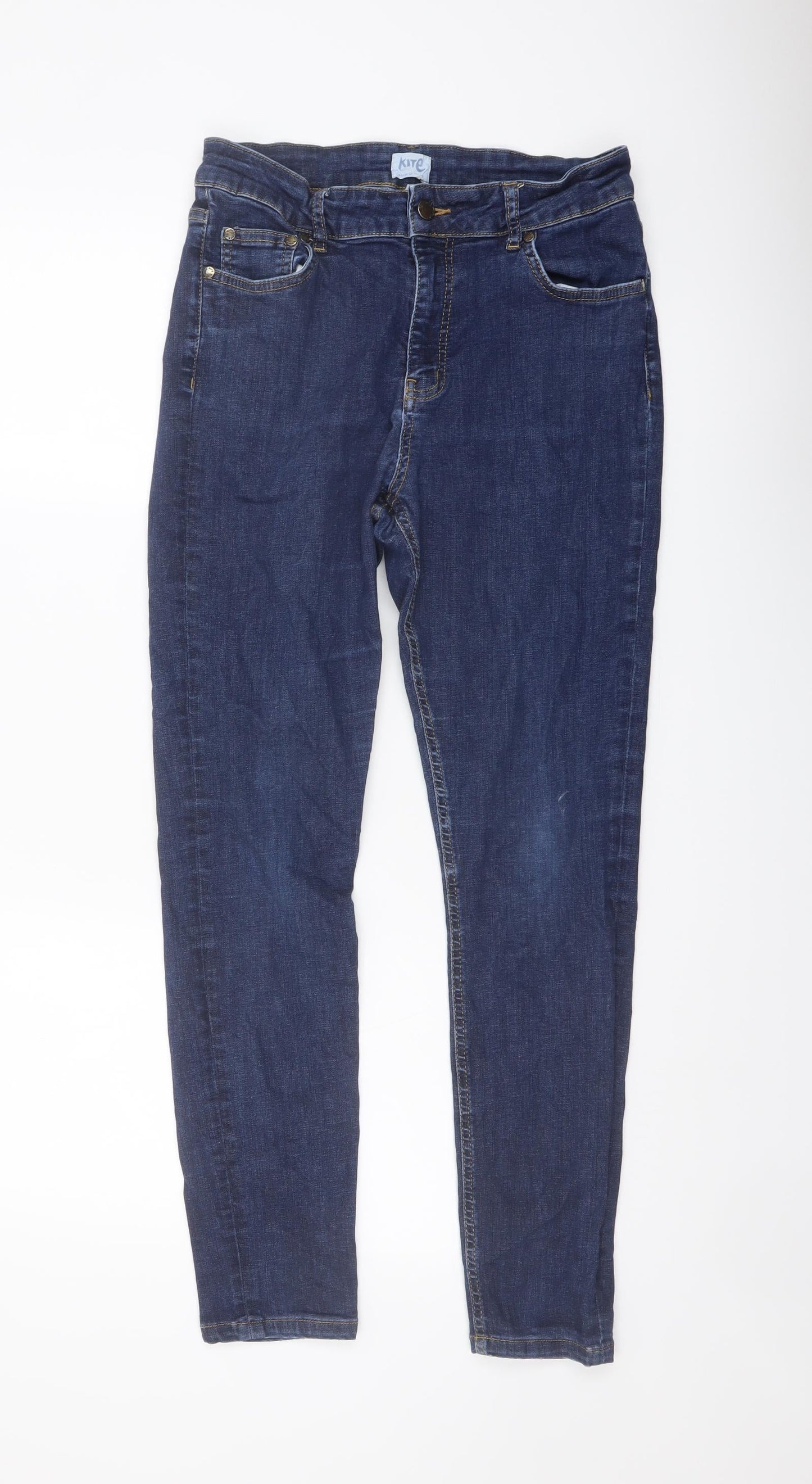 Kite Womens Blue Cotton Skinny Jeans Size 12 L28 in Regular Button