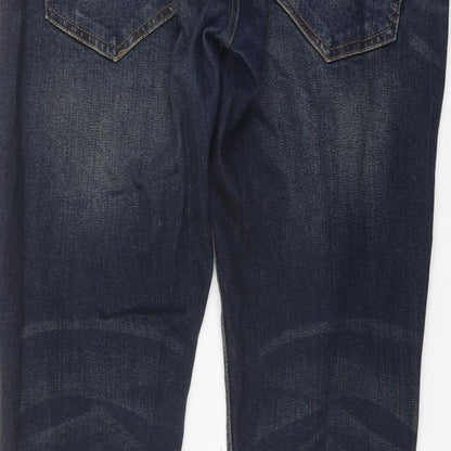 Authentic Casual Wear Mens Blue Cotton Straight Jeans Size 32 in L32 in Slim Button