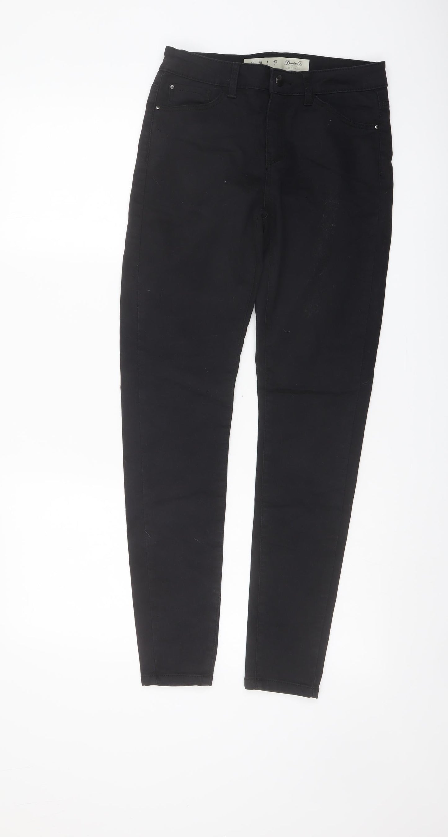 Denim & Co. Womens Black Cotton Skinny Jeans Size 10 L28 in Regular Button