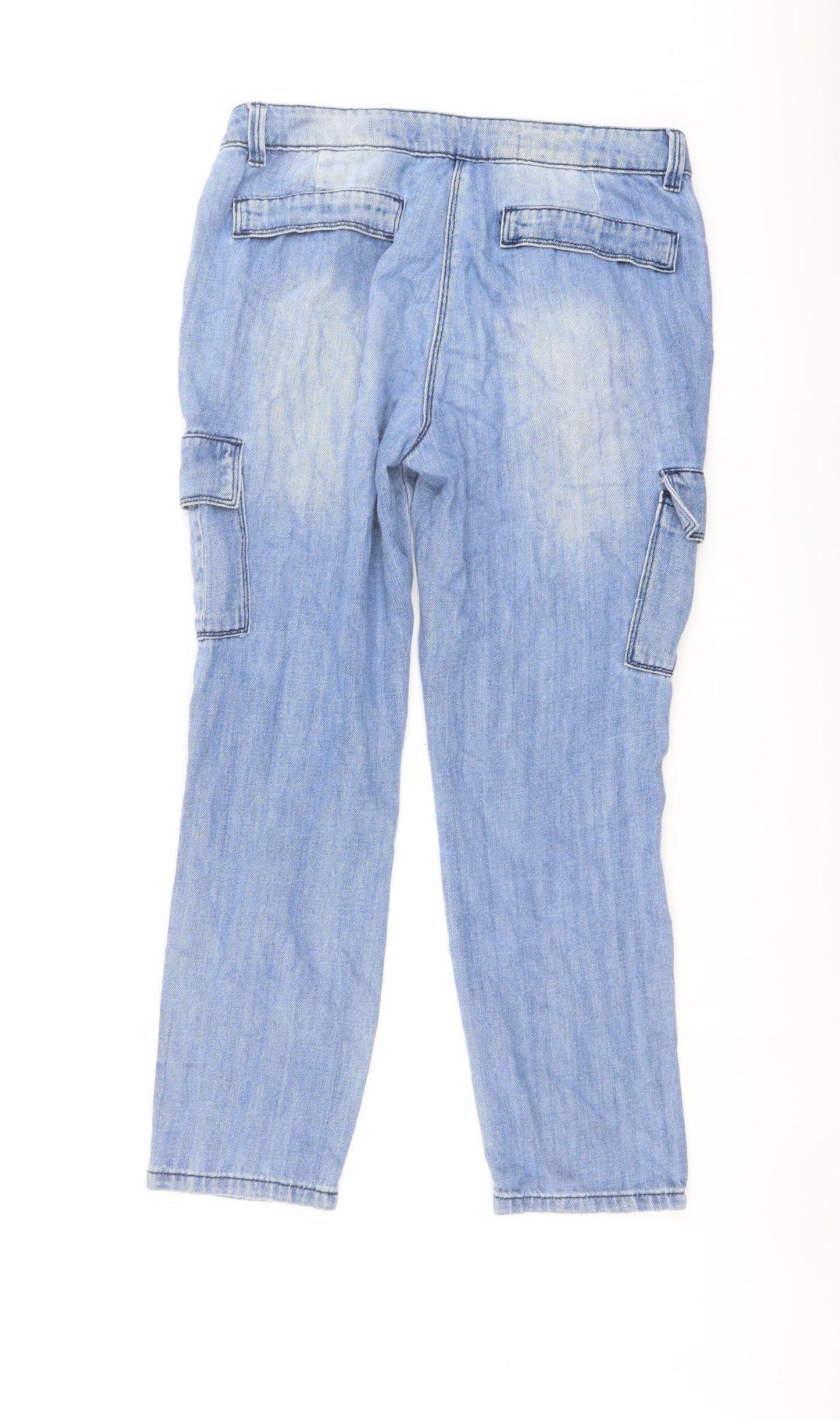 NEXT Womens Blue Cotton Tapered Jeans Size 10 L26 in Regular Button