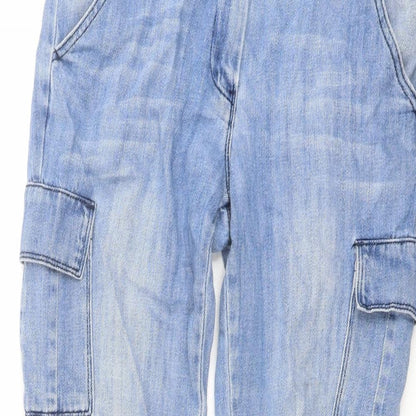 NEXT Womens Blue Cotton Tapered Jeans Size 10 L26 in Regular Button