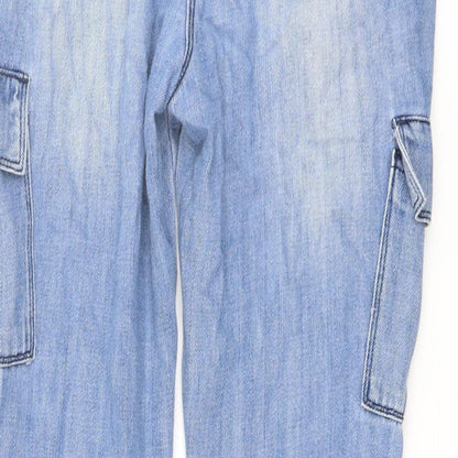 NEXT Womens Blue Cotton Tapered Jeans Size 10 L26 in Regular Button