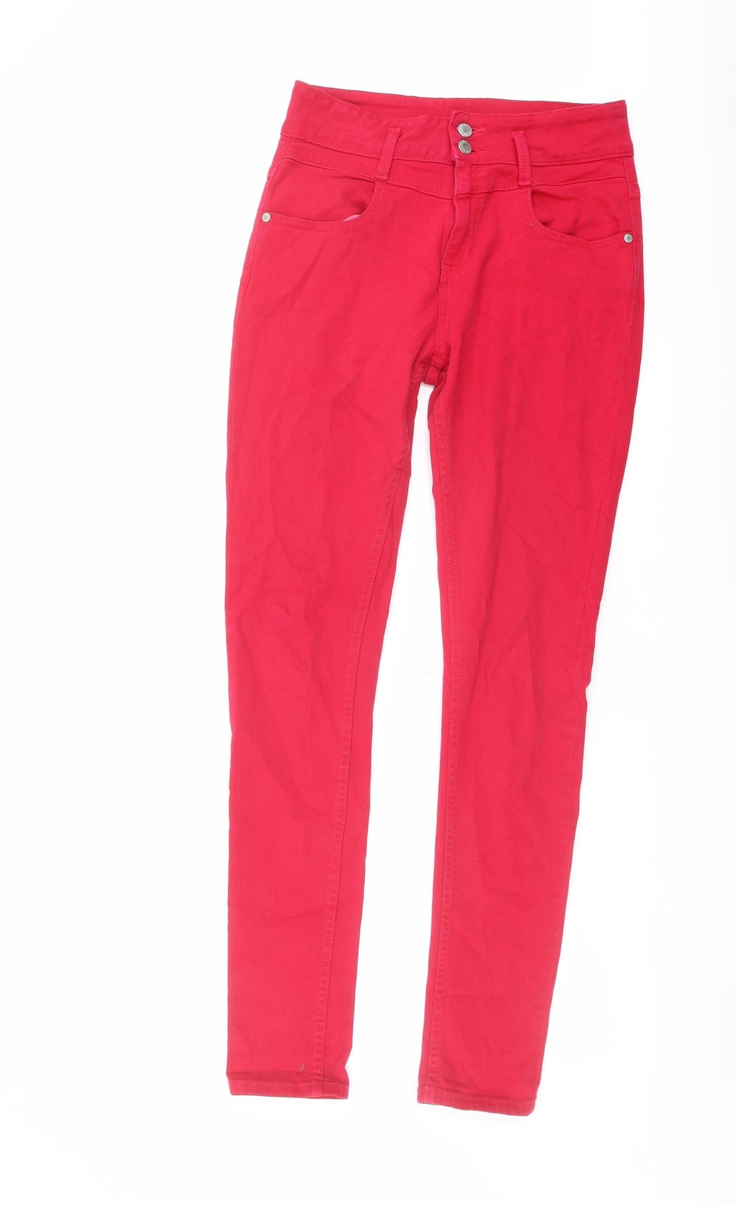 Topshop Womens Pink Cotton Skinny Jeans Size 30 in L32 in Regular Button