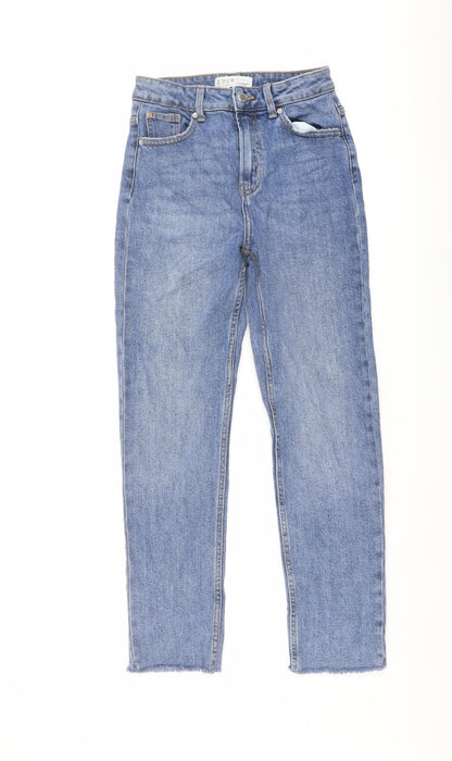 Denim & Co. Womens Blue Cotton Mom Jeans Size 6 L27 in Regular Button