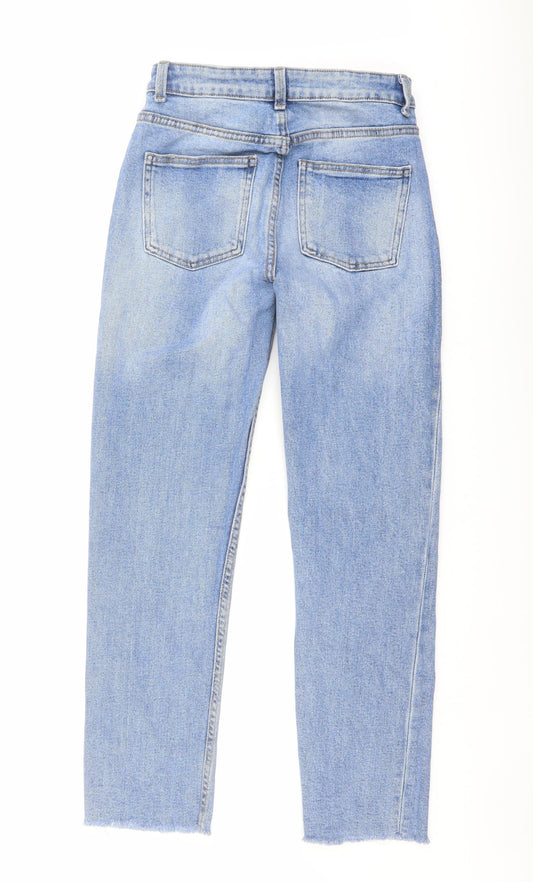 Denim & Co. Womens Blue Cotton Mom Jeans Size 6 L26 in Regular Button