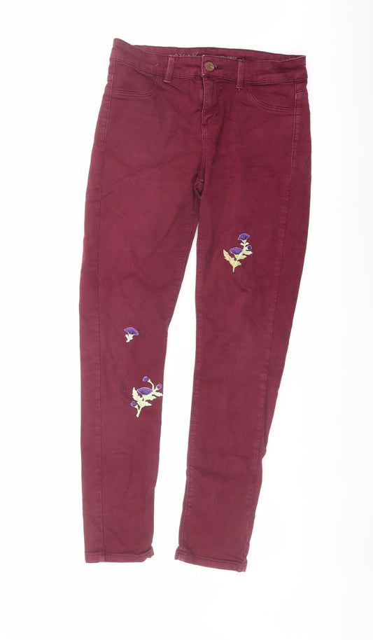 Oasis Womens Purple Cotton Skinny Jeans Size 10 L27 in Regular Button