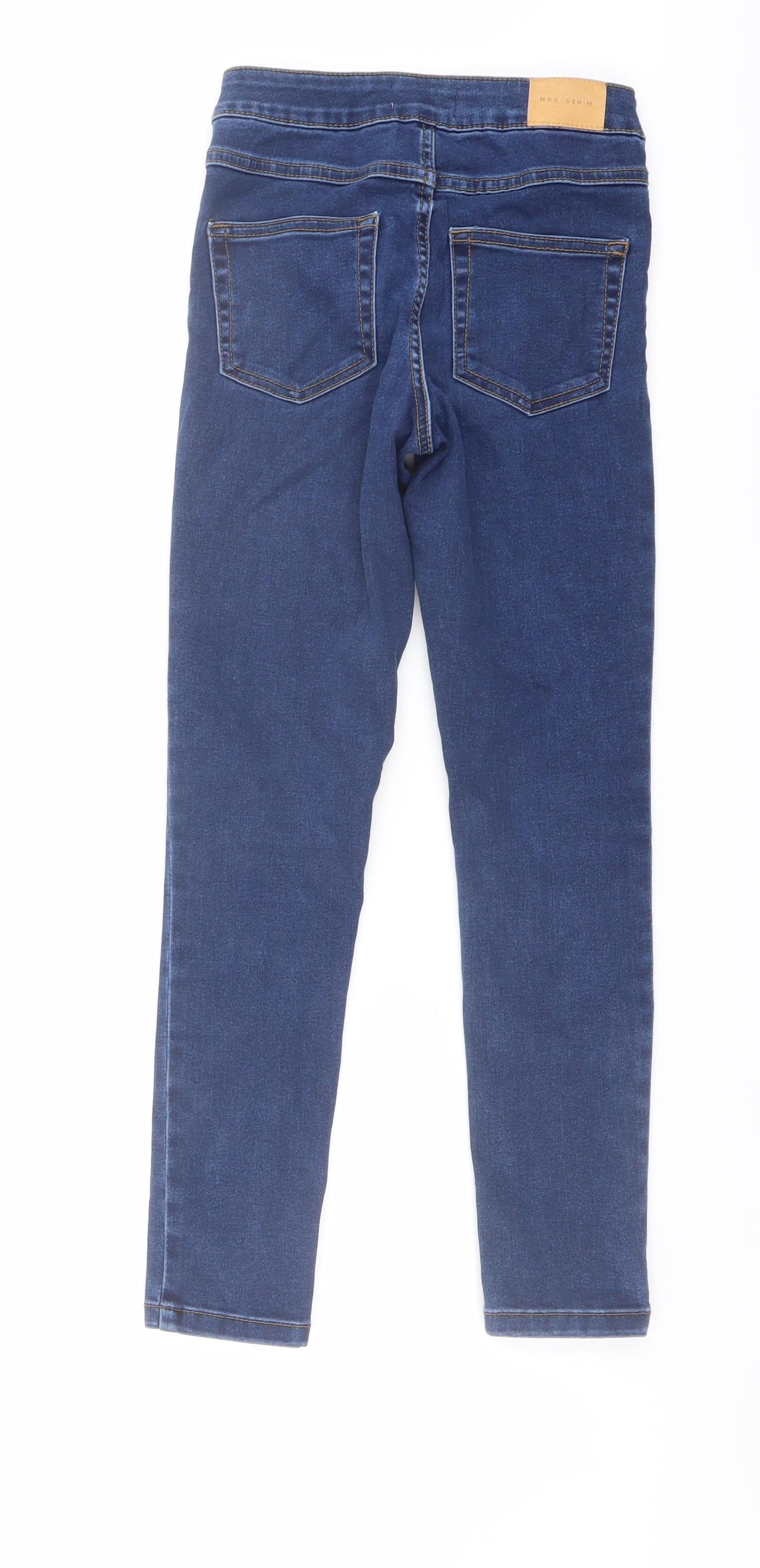 Mango Girls Blue Cotton Skinny Jeans Size 10 Years Regular Button