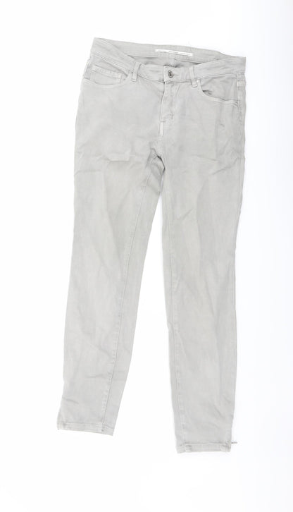 Zara Womens Green Cotton Straight Jeans Size 8 L26 in Regular Button