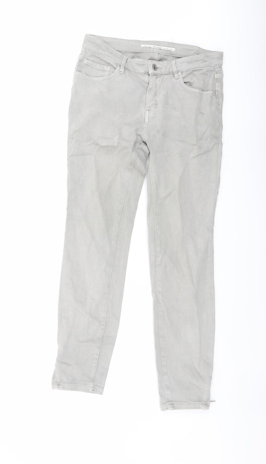 Zara Womens Green Cotton Straight Jeans Size 8 L26 in Regular Button