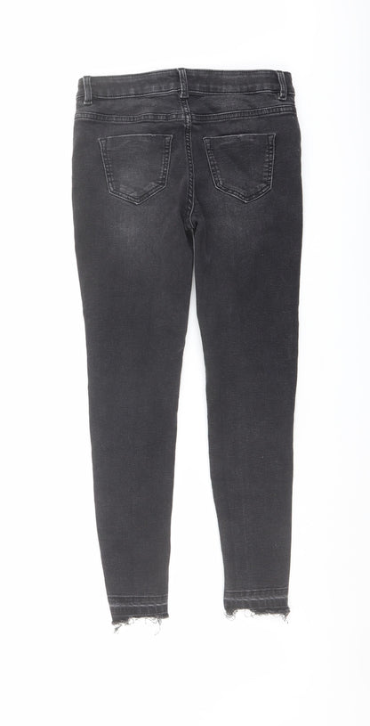 Marks and Spencer Girls Grey Cotton Skinny Jeans Size 10-11 Years Regular Button