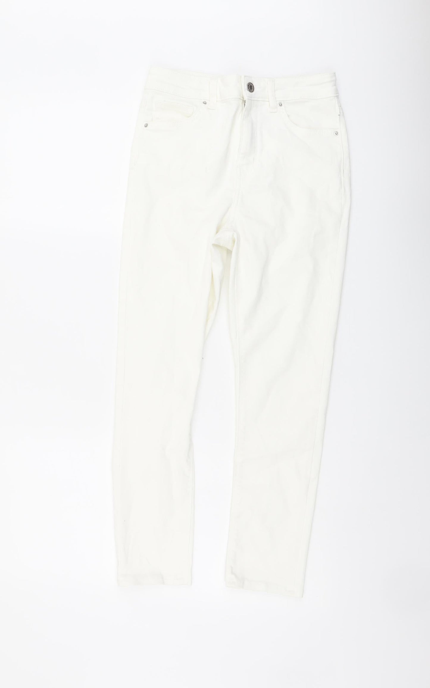 Denim & Co. Womens Ivory Cotton Skinny Jeans Size 10 L23 in Regular Button