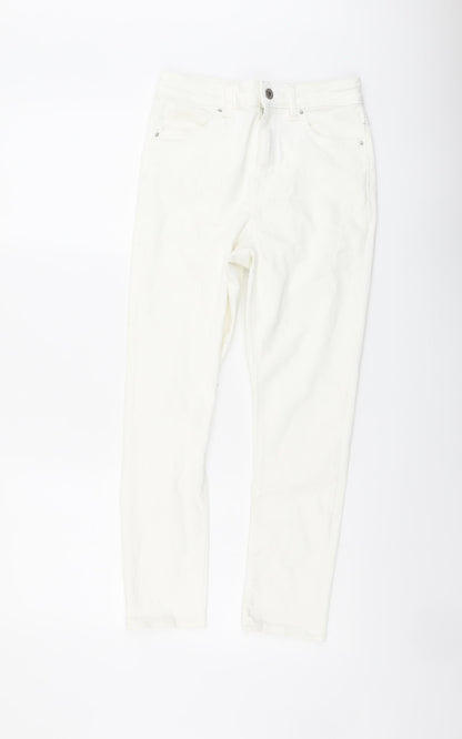 Denim & Co. Womens Ivory Cotton Skinny Jeans Size 10 L23 in Regular Button