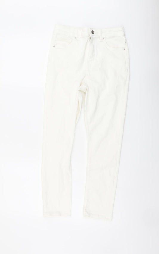 Denim & Co. Womens Ivory Cotton Skinny Jeans Size 10 L23 in Regular Button