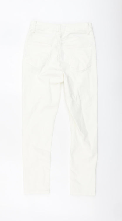 Denim & Co. Womens Ivory Cotton Skinny Jeans Size 10 L23 in Regular Button