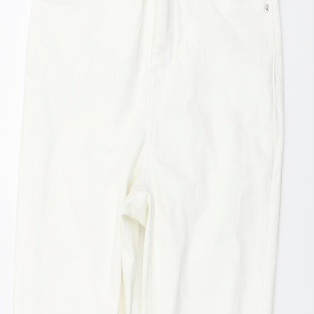 Denim & Co. Womens Ivory Cotton Skinny Jeans Size 10 L23 in Regular Button