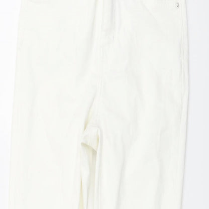 Denim & Co. Womens Ivory Cotton Skinny Jeans Size 10 L23 in Regular Button