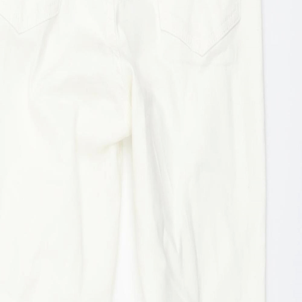 Denim & Co. Womens Ivory Cotton Skinny Jeans Size 10 L23 in Regular Button