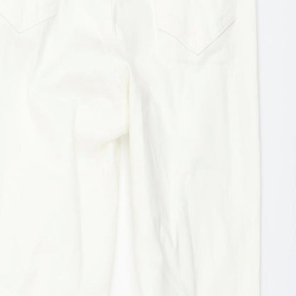 Denim & Co. Womens Ivory Cotton Skinny Jeans Size 10 L23 in Regular Button