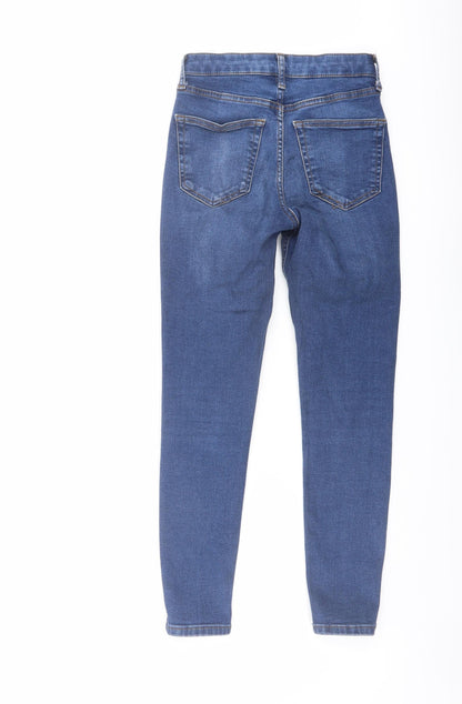 Topshop Womens Blue Cotton Skinny Jeans Size 26 in L25 in Regular Button