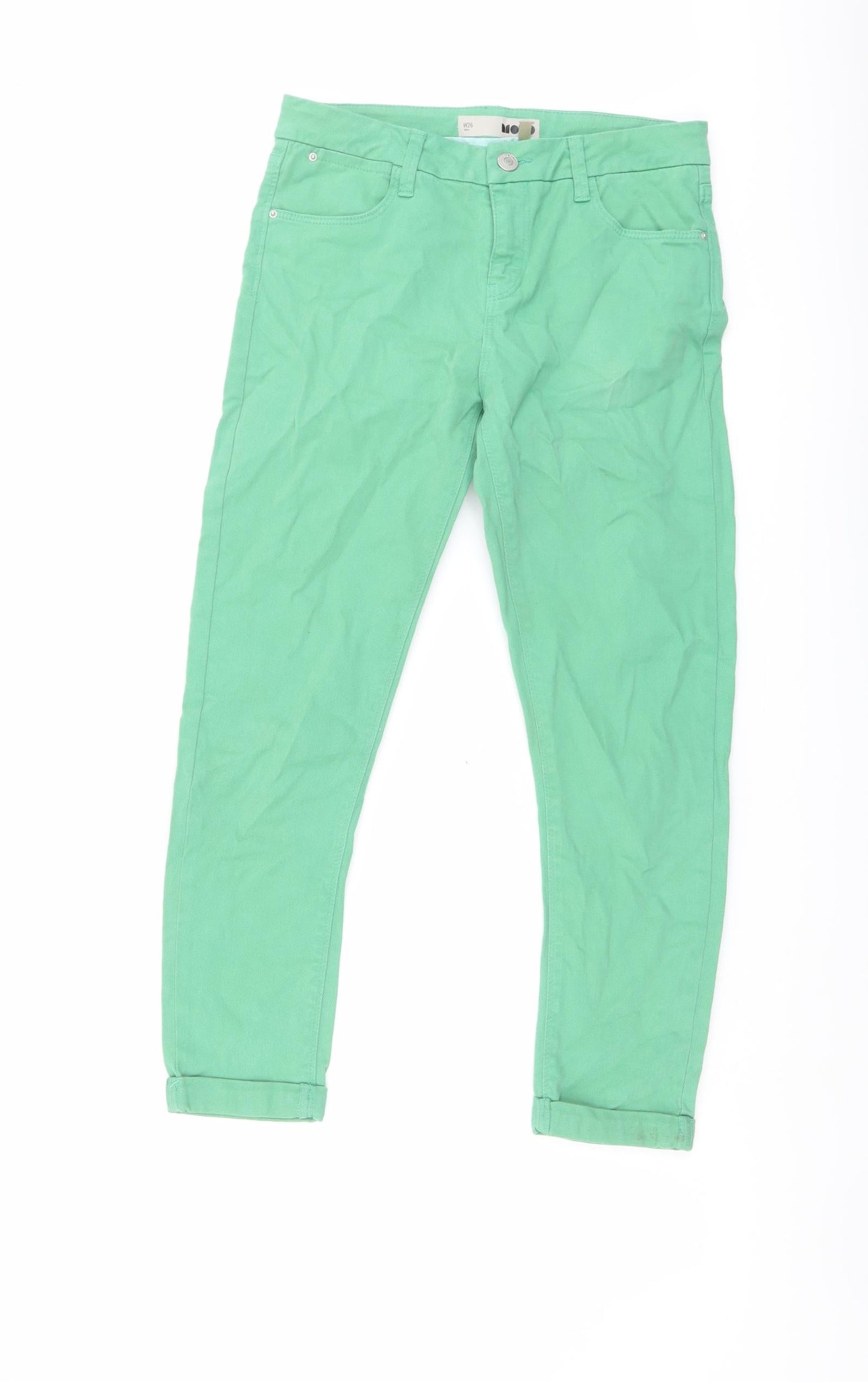 Topshop Womens Green Cotton Jegging Jeans Size 26 in L24 in Regular Button