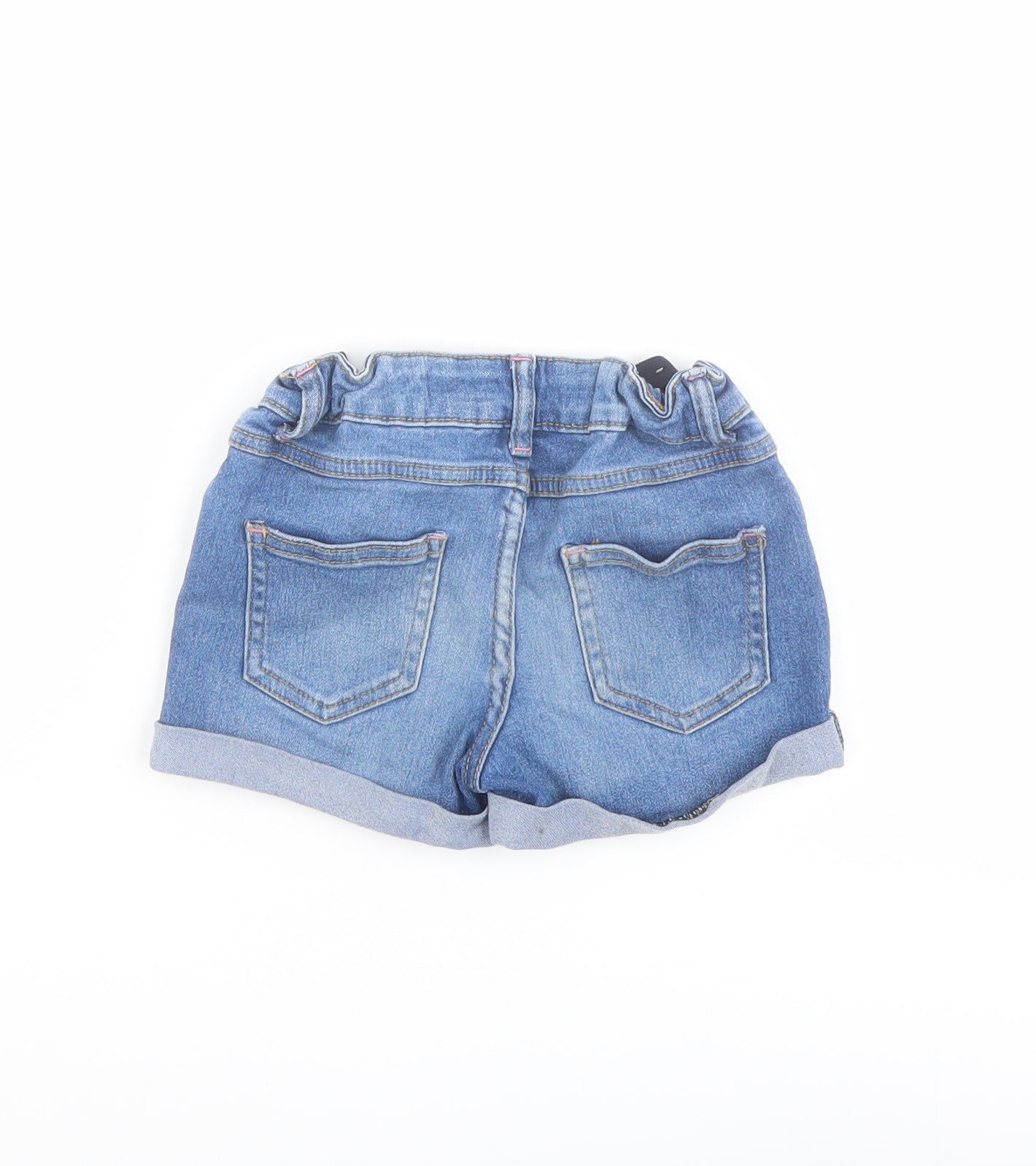 Denim & Co. Girls Blue Cotton Cut-Off Shorts Size 4-5 Years Regular Drawstring