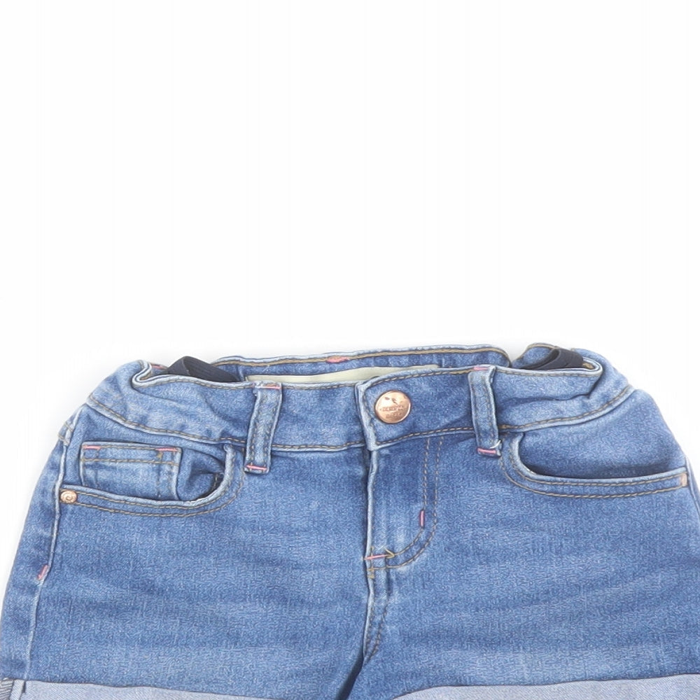 Denim & Co. Girls Blue Cotton Cut-Off Shorts Size 4-5 Years Regular Drawstring