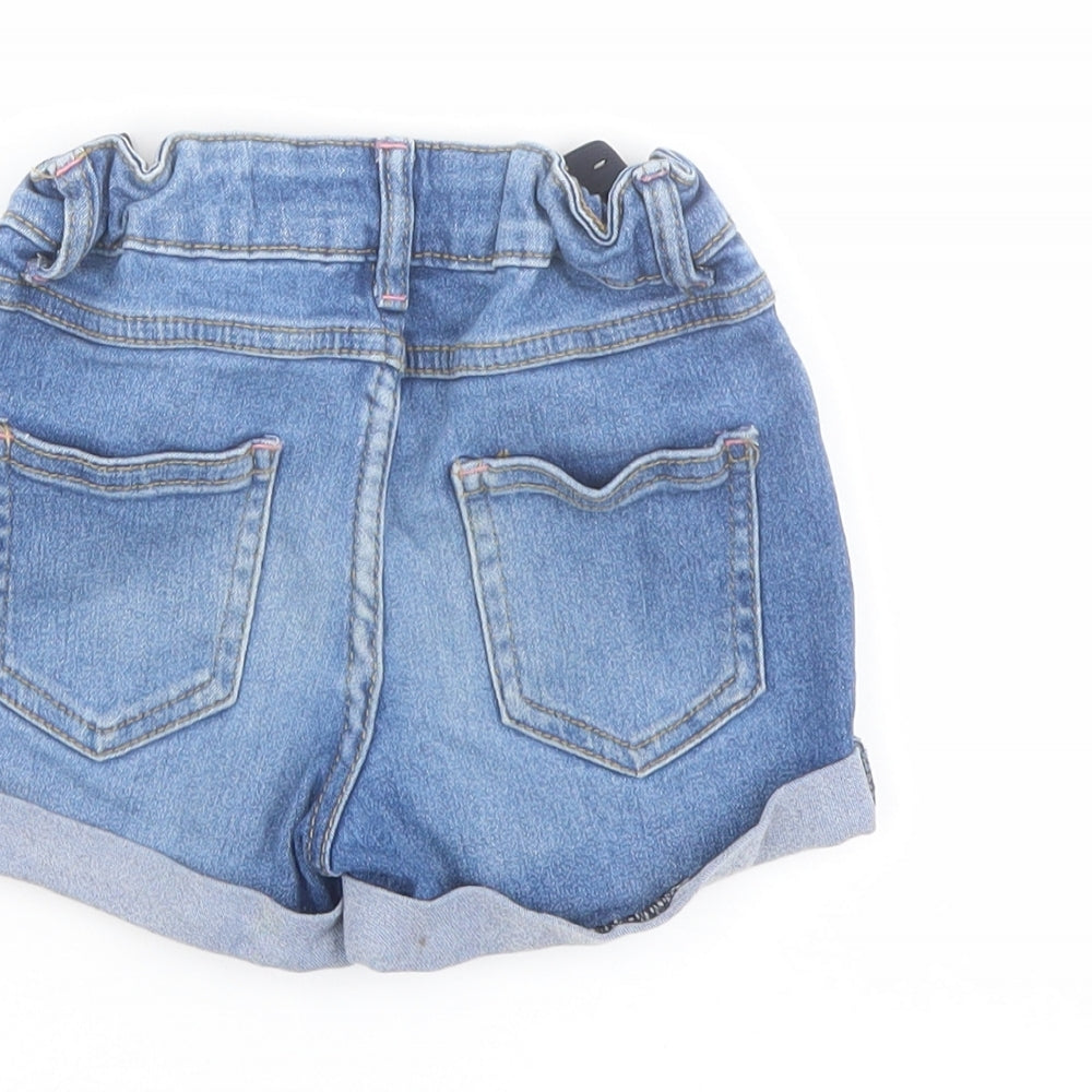 Denim & Co. Girls Blue Cotton Cut-Off Shorts Size 4-5 Years Regular Drawstring