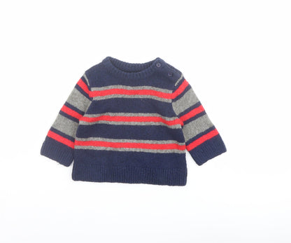 Additional front view of Gapo boys’ blue striped cotton jumper, size 3-6, months pullover