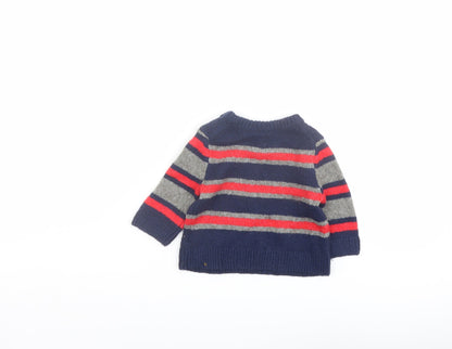 Back view of Gapo boys’ blue striped cotton jumper, size 3-6, months pullover