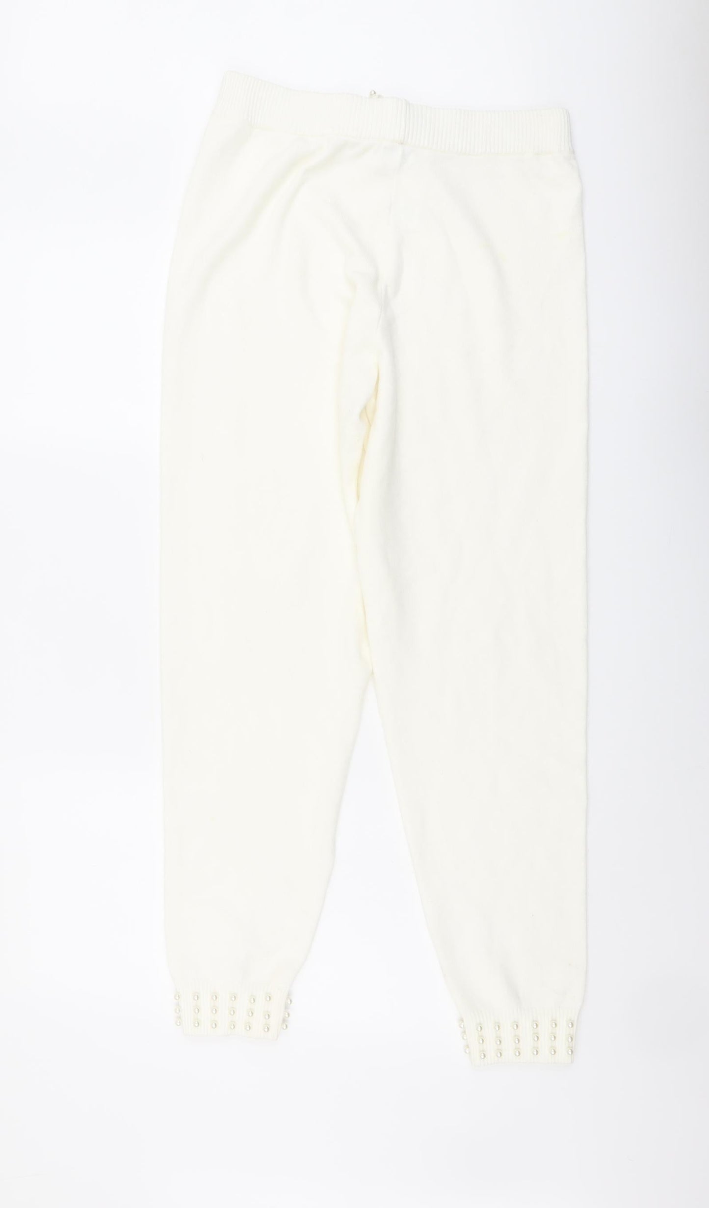 River Island Womens Ivory Viscose Jogger Trousers Size M L30 in Regular Drawstring