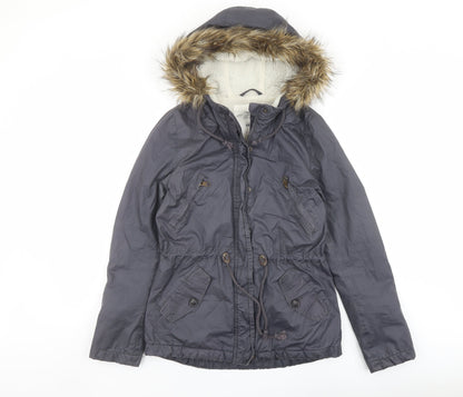 Womens UK Size 6 H&M Blue Parka Coat