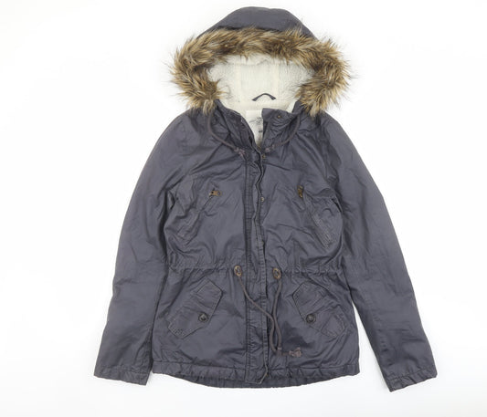Womens UK Size 6 H&M Blue Parka Coat