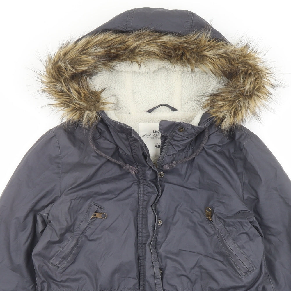 Womens UK Size 6 H&M Blue Parka Coat