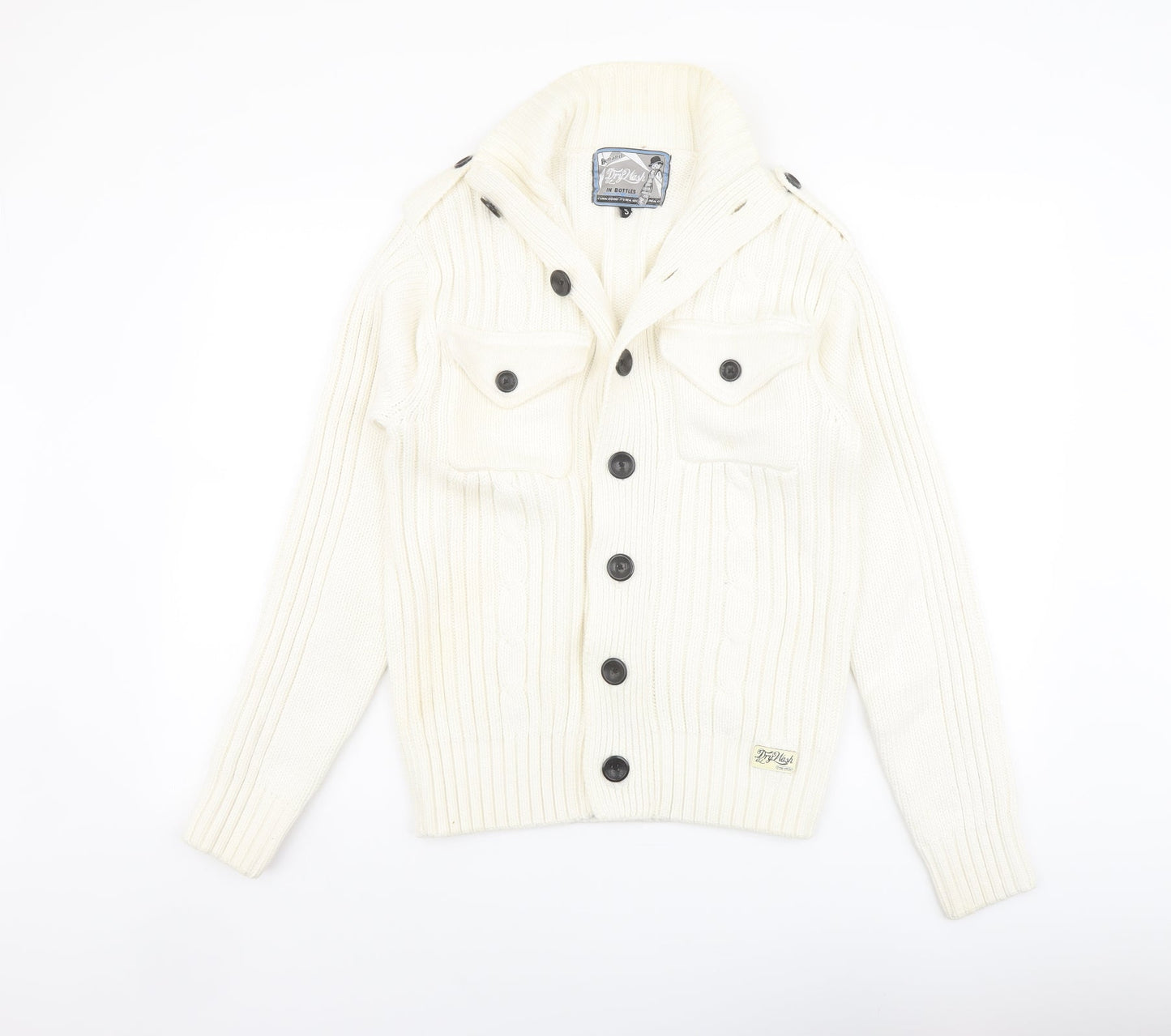 Demand Womens Ivory Mock Neck Cotton Cardigan Jumper Size S