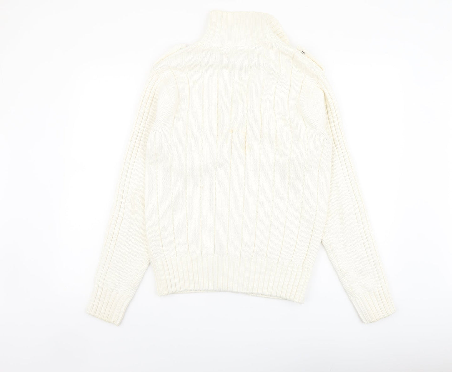 Demand Womens Ivory Mock Neck Cotton Cardigan Jumper Size S