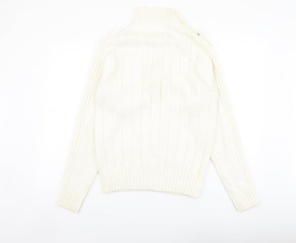 Demand Womens Ivory Mock Neck Cotton Cardigan Jumper Size S