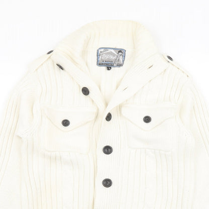 Demand Womens Ivory Mock Neck Cotton Cardigan Jumper Size S