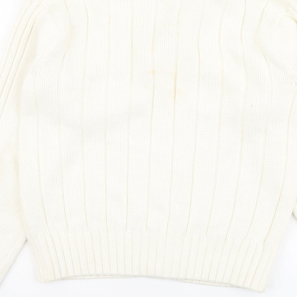 Demand Womens Ivory Mock Neck Cotton Cardigan Jumper Size S