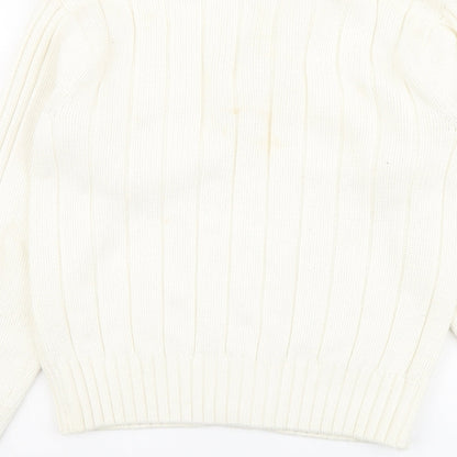 Demand Womens Ivory Mock Neck Cotton Cardigan Jumper Size S