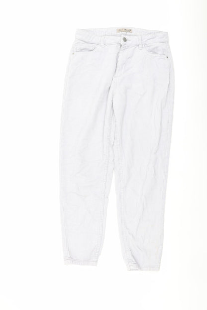 Denim & Co. Womens Grey Cotton Trousers Size 10 L26 in Regular Button